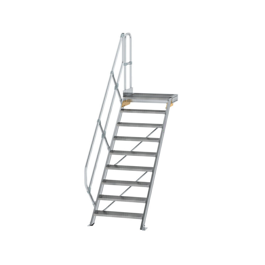 Günzburger Steigtechnik Treppe mit Plattform 45° Stufenbreite 800 mm 9 Stufen Aluminium geriffelt