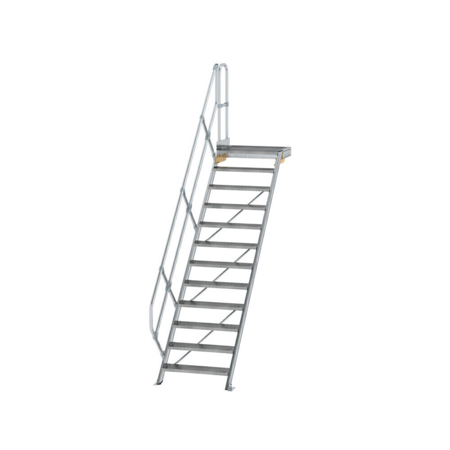 Günzburger Steigtechnik Treppe mit Plattform 45° Stufenbreite 800 mm 12 Stufen Aluminium geriffelt