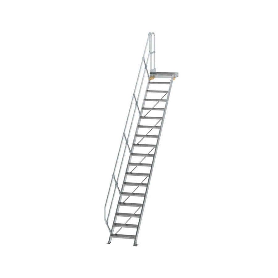 Günzburger Steigtechnik Treppe mit Plattform 45° Stufenbreite 600 mm 17 Stufen Aluminium geriffelt