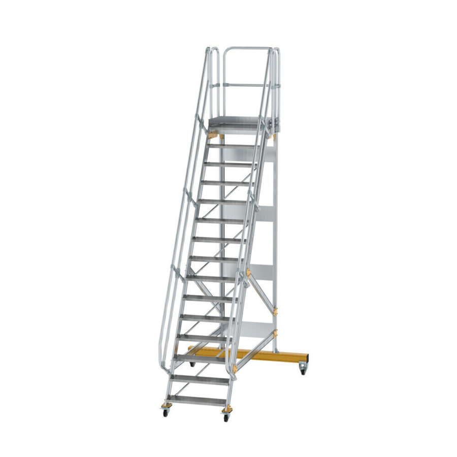 Günzburger Steigtechnik Plattformtreppe fahrbar 60° Stufenbreite 800 mm 15 Stufen