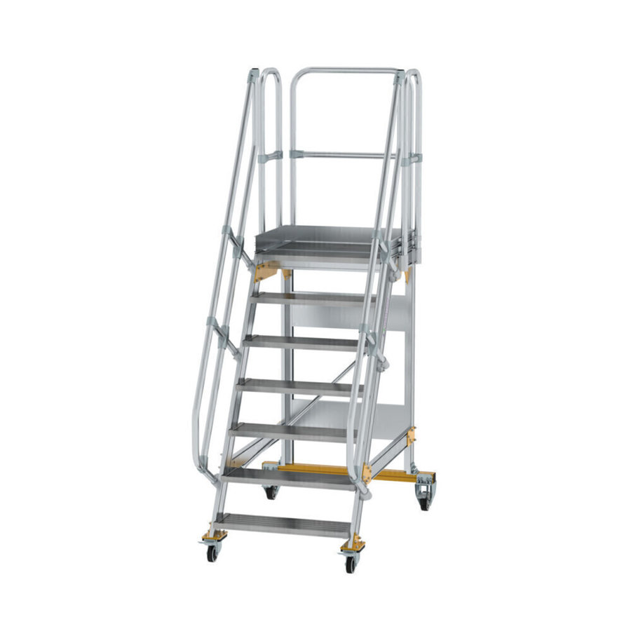 Günzburger Steigtechnik Plattformtreppe fahrbar 60° Stufenbreite 800 mm 7 Stufen