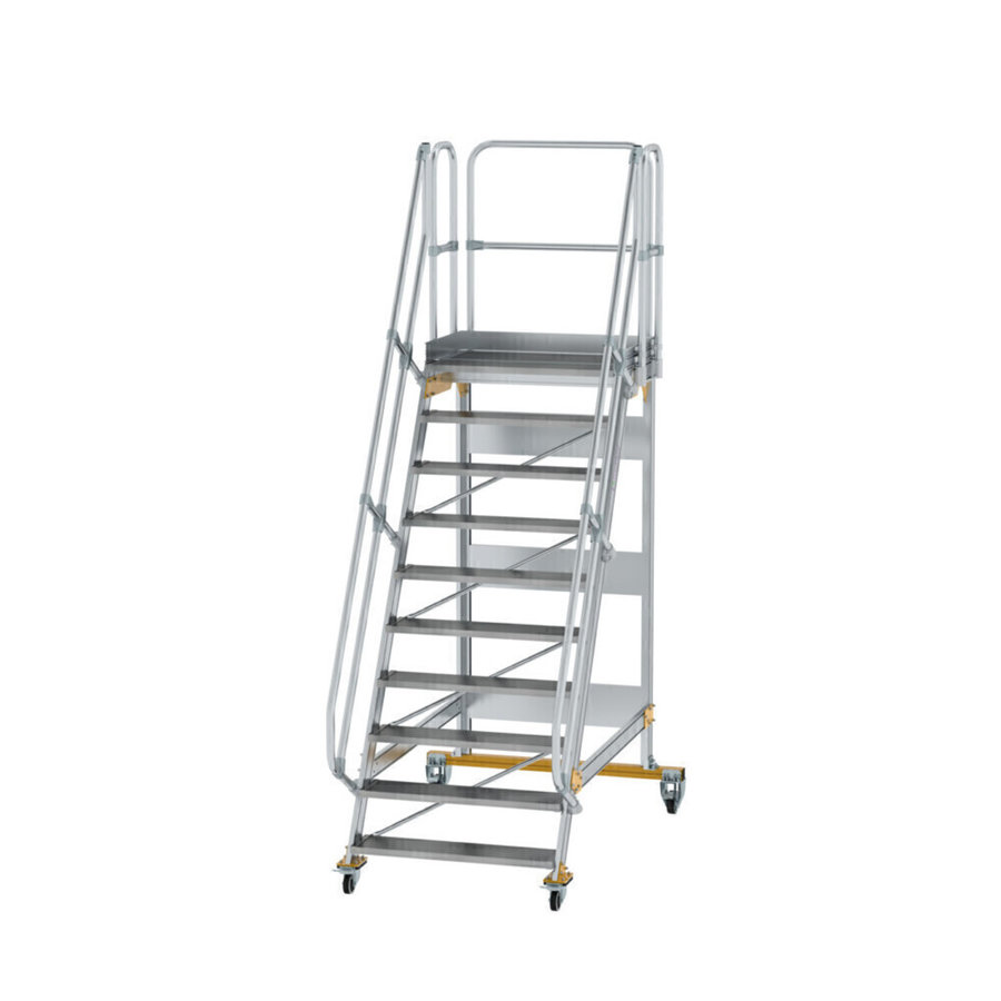 Günzburger Steigtechnik Plattformtreppe fahrbar 60° Stufenbreite 1000 mm 10 Stufen