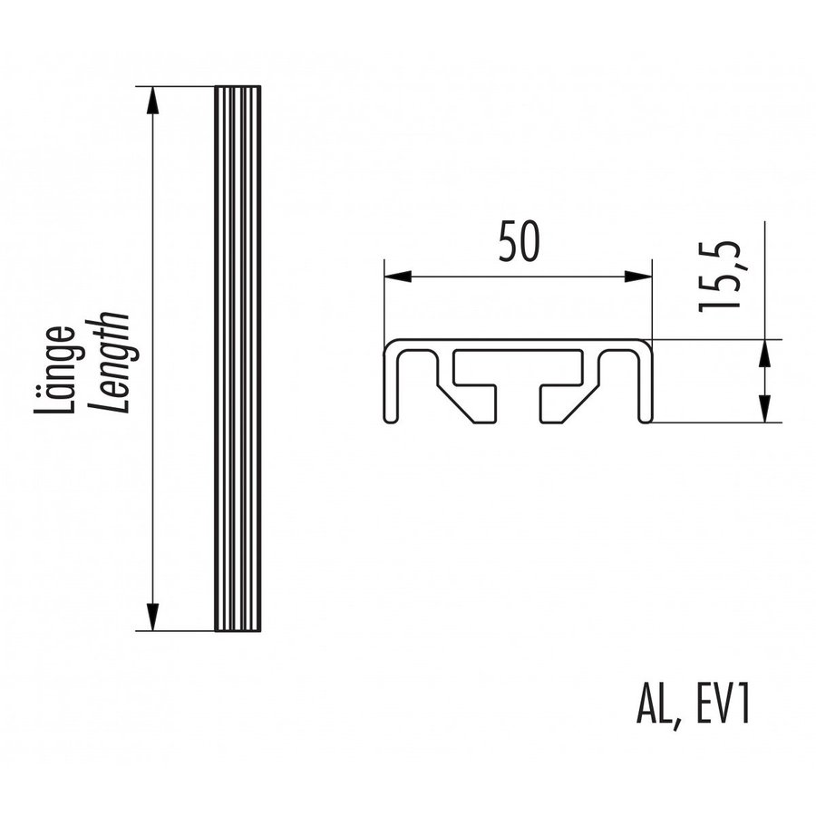 Hailo Professional Rückenschutz-Senkrechtstab, Alu-natur L=2240 mm