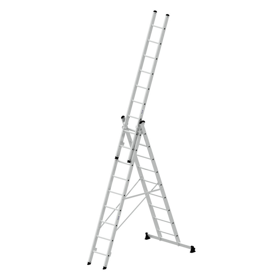 Günzburger Steigtechnik Mehrzweckleiter 3-teilig mit nivello®-Traverse 3x9 Sprossen