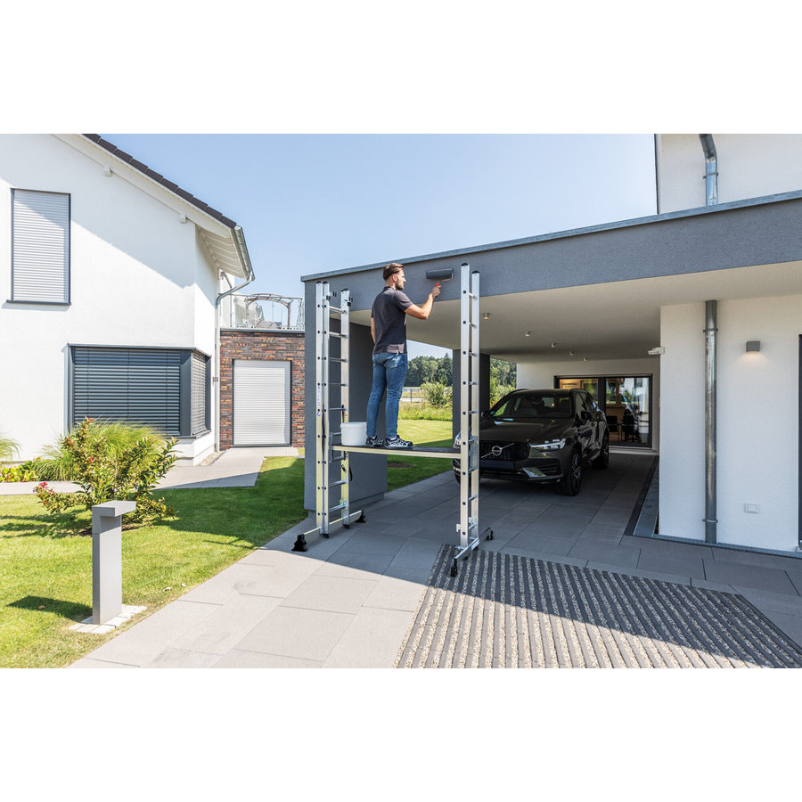 Günzburger Steigtechnik Mehrzweckleiter 3-teilig mit nivello®-Traverse 3x9 Sprossen