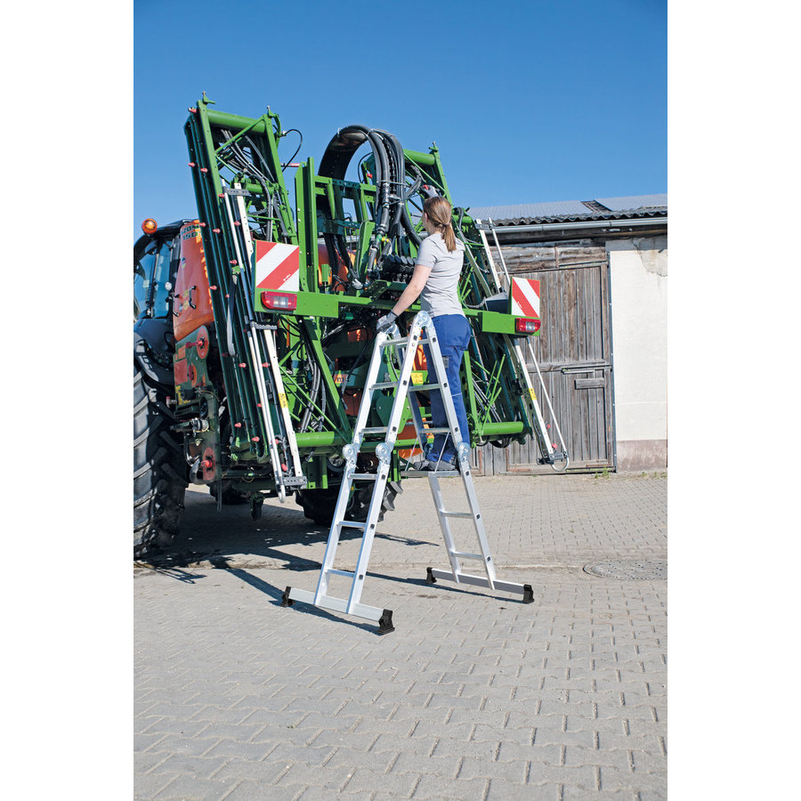 Günzburger Steigtechnik Vielzweckleiter 4-teilig mit nivello®-Traverse 4x4 Sprossen