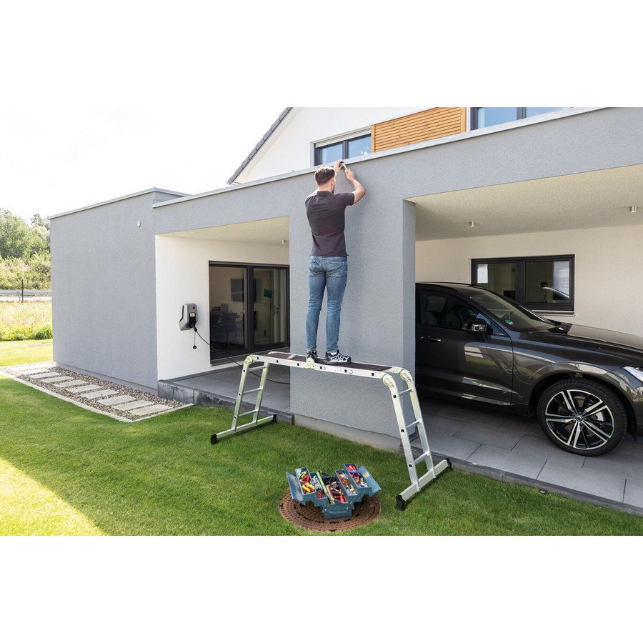 Günzburger Steigtechnik Vielzweckleiter 4-teilig mit nivello®-Traverse 4x4 Sprossen