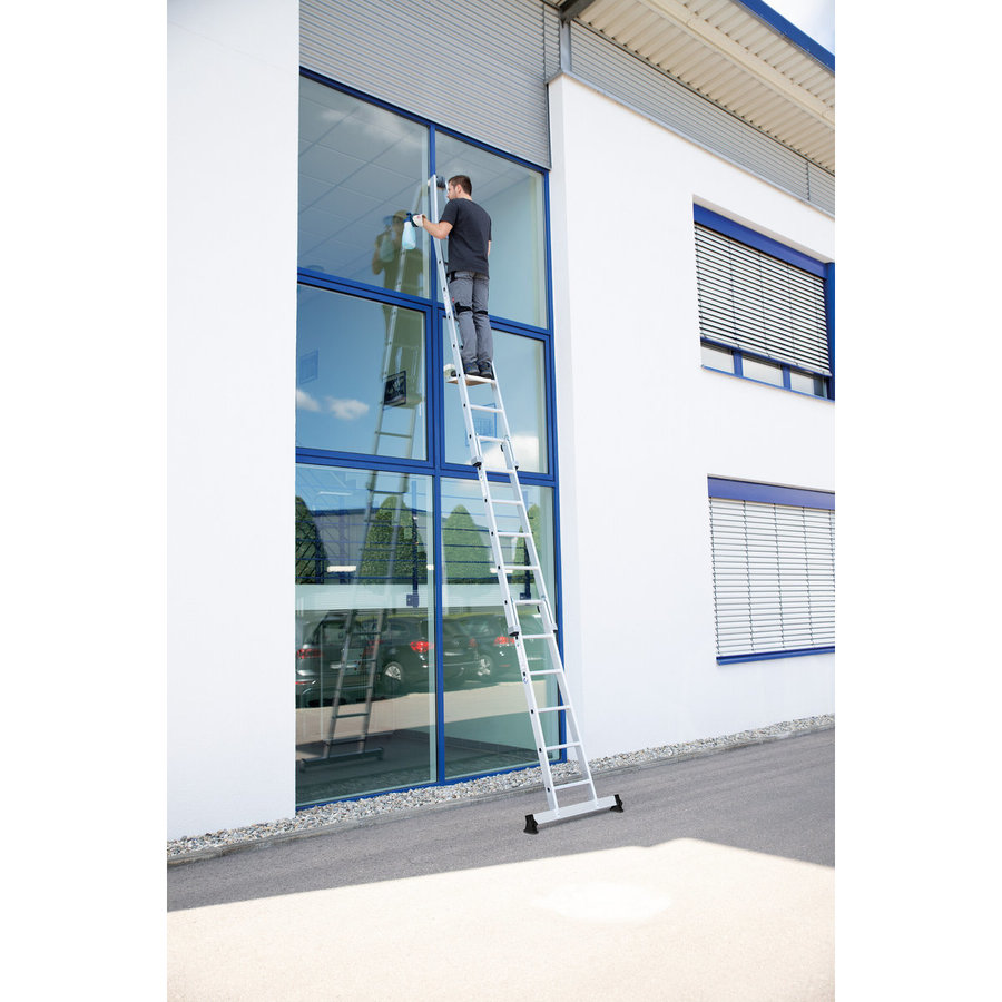 Günzburger Steigtechnik Sprossen-Glasreinigerleiter Unterteil mit nivello®-Traverse 5 Sprossen