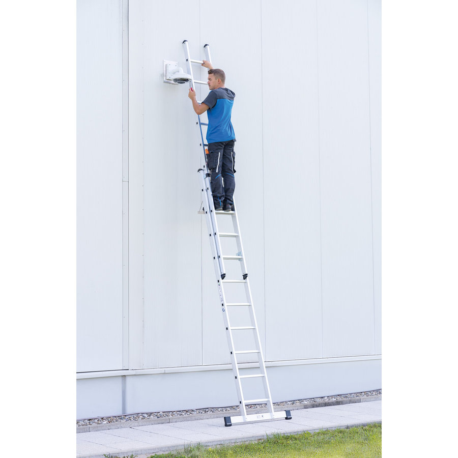 Günzburger Steigtechnik Sprossen-Schiebeleiter 2-teilig mit Standard-Traverse 2x14 Sprossen