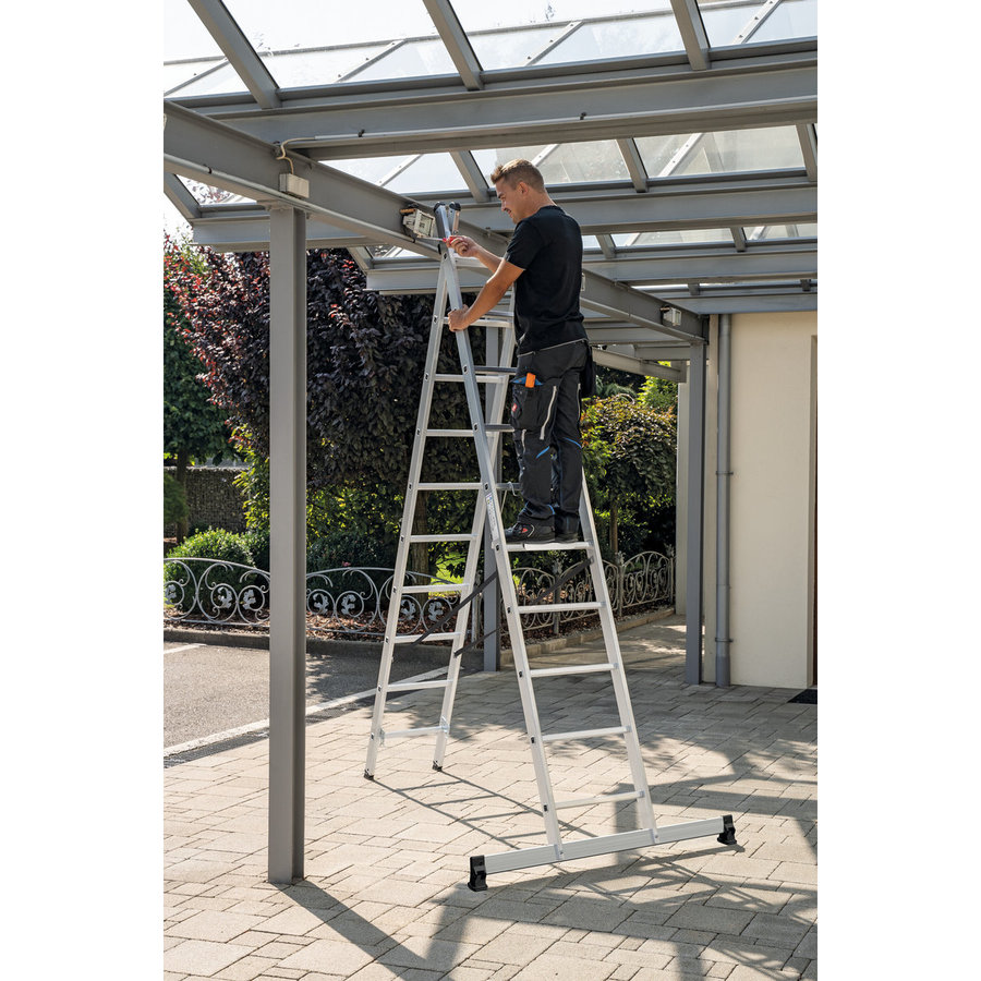 Günzburger Steigtechnik Mehrzweckleiter 2-teilig mit nivello®-Traverse 2x12 Sprossen