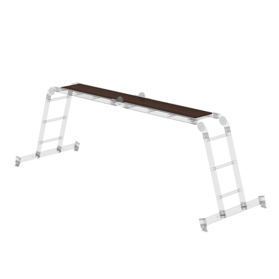 Günzburger Steigtechnik Vielzweckleiter 4-teilig mit nivello®-Traverse und Holzbelag 2x3 + 2x4 Sprossen