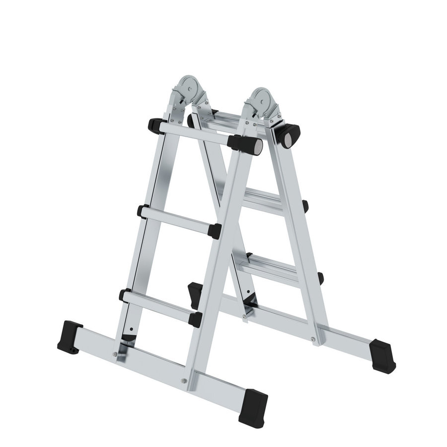 Günzburger Steigtechnik Teleskopleiter 4-teilig mit Traverse 4x3 Sprossen