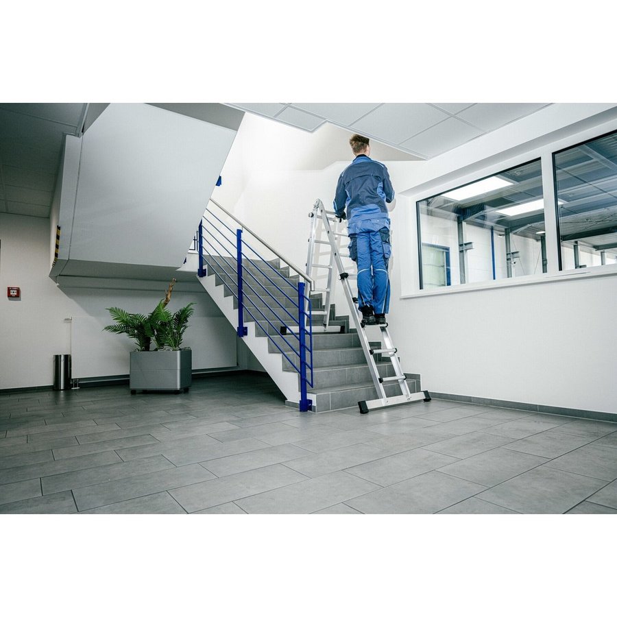 Günzburger Steigtechnik Teleskopleiter 4-teilig mit Traverse 4x3 Sprossen