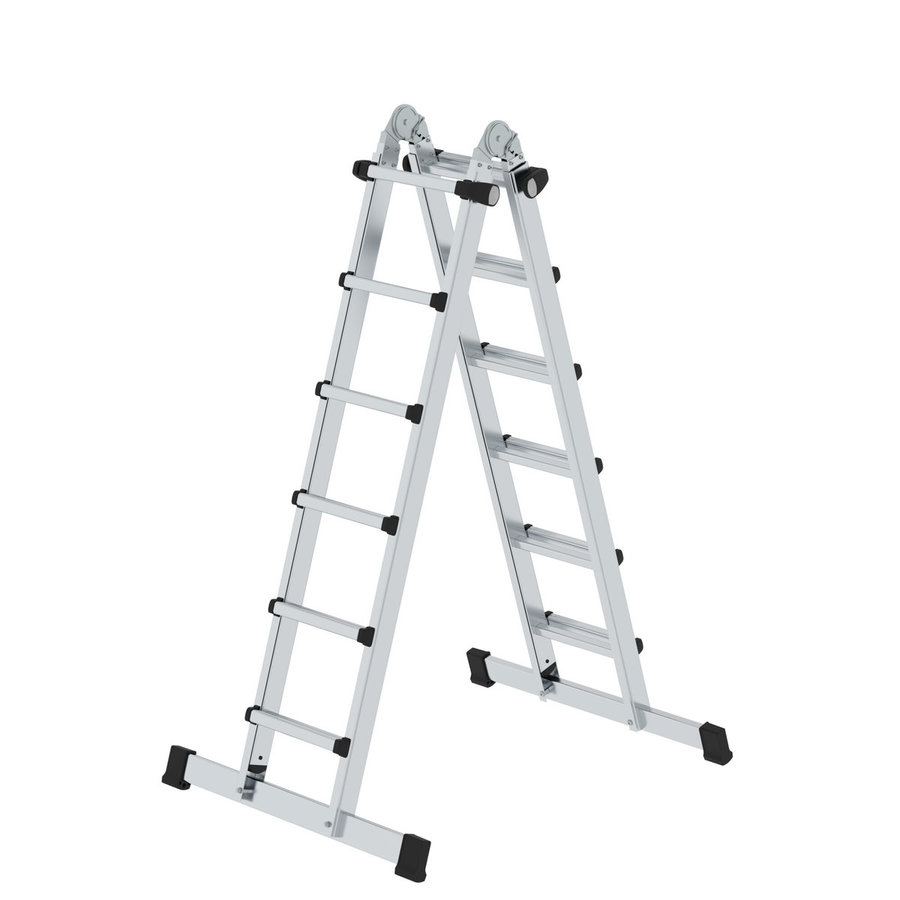 Günzburger Steigtechnik Teleskopleiter 4-teilig mit Traverse 4x6 Sprossen