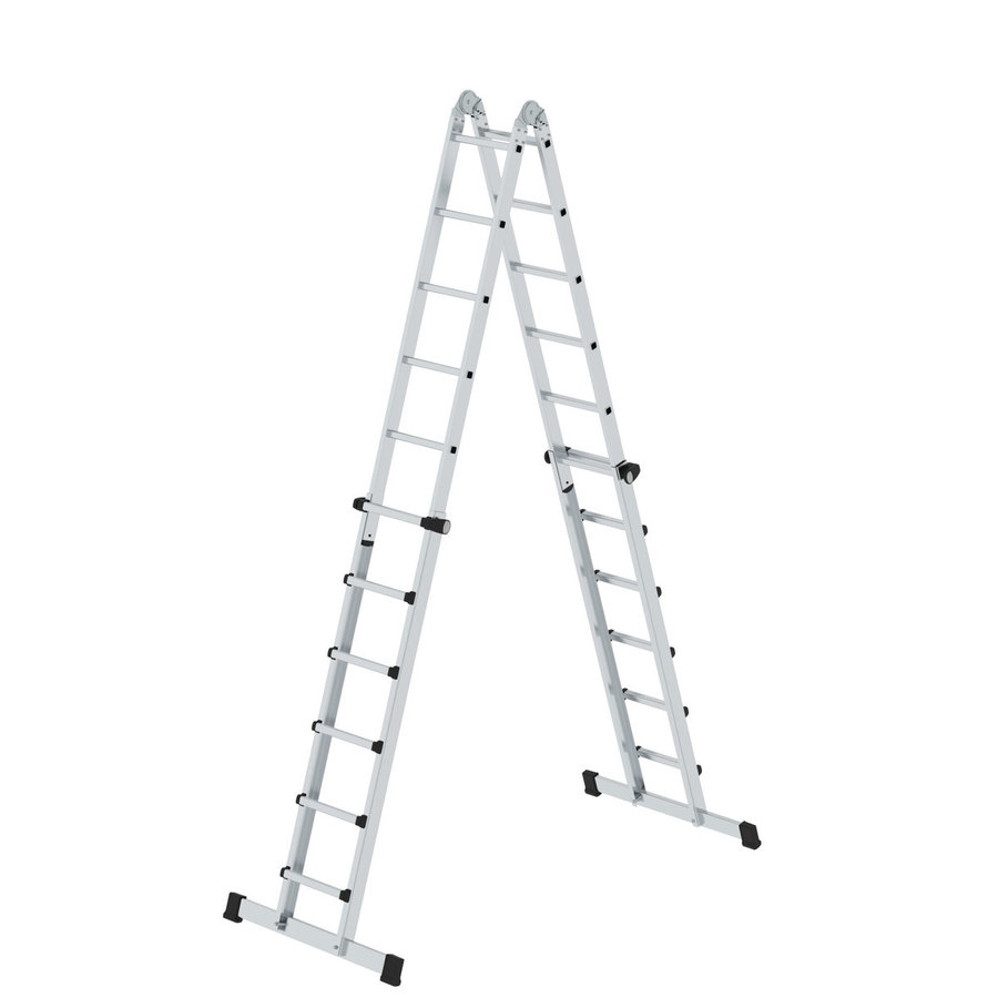 Günzburger Steigtechnik Teleskopleiter 4-teilig mit Traverse 4x6 Sprossen