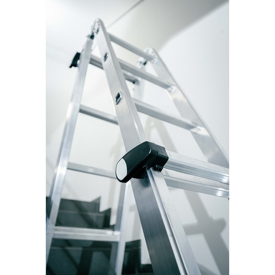 Günzburger Steigtechnik Teleskopleiter 4-teilig mit Traverse 4x6 Sprossen