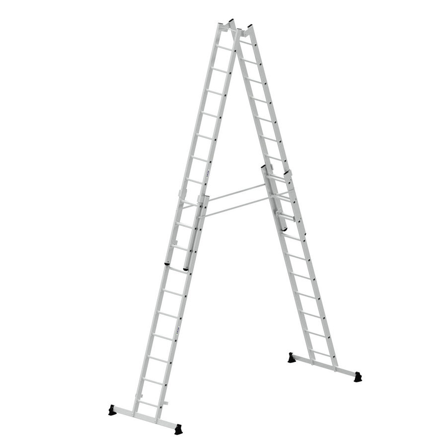 Günzburger Steigtechnik Sprossen-Stehleiter 4-teilig mit nivello®-Traverse 4x10 Sprossen