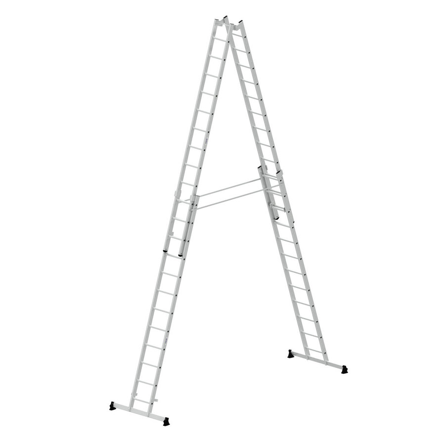Günzburger Steigtechnik Sprossen-Stehleiter 4-teilig mit nivello®-Traverse 4x12 Sprossen