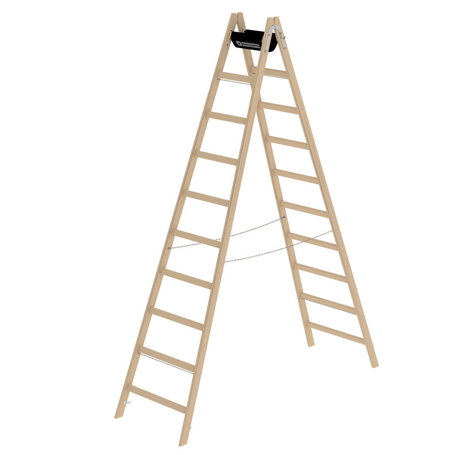 Günzburger Steigtechnik Sprossen-Stehleiter Holz 2x10 Sprossen