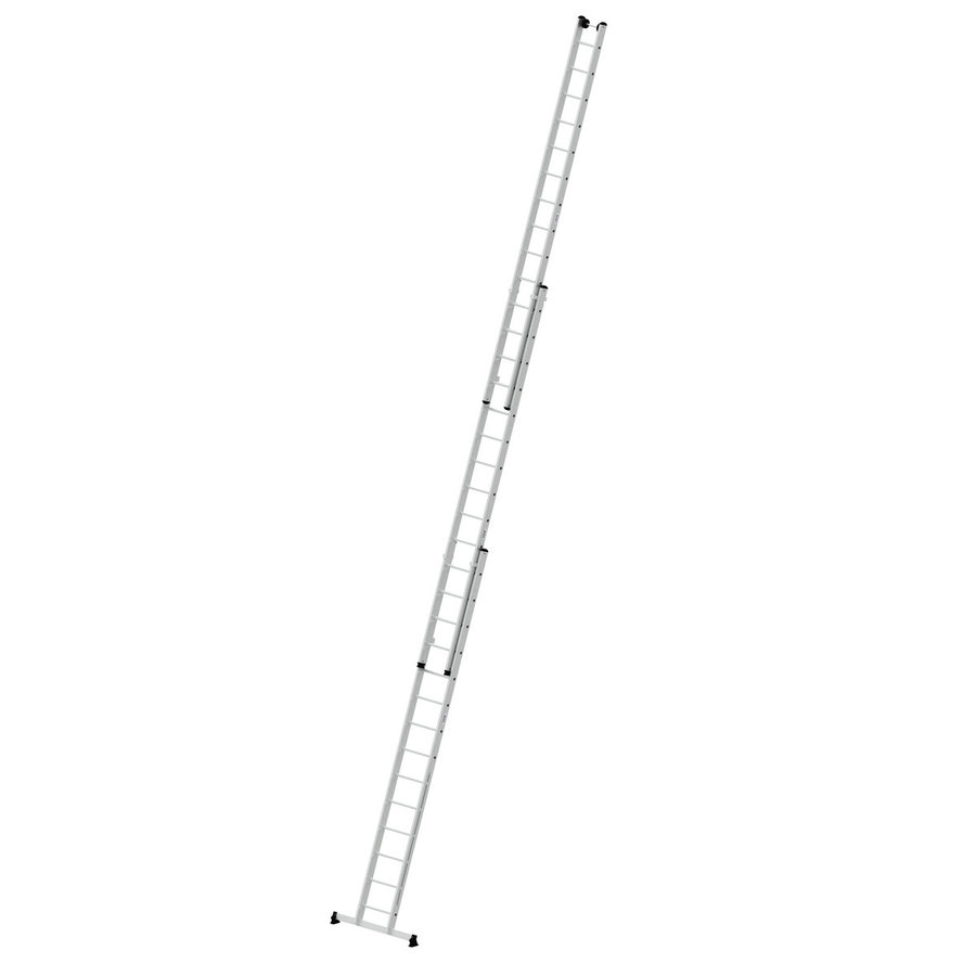 Günzburger Steigtechnik Mehrzweckleiter 3-teilig mit nivello®-Traverse und Wandlaufrollen 3x14 Sprossen