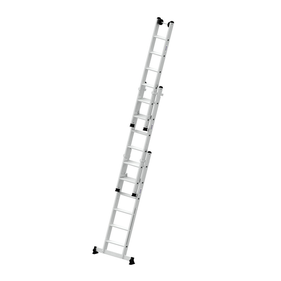 Günzburger Steigtechnik Stufen-Mehrzweckleiter 3-teilig mit nivello®-Traverse 3x6 Stufen