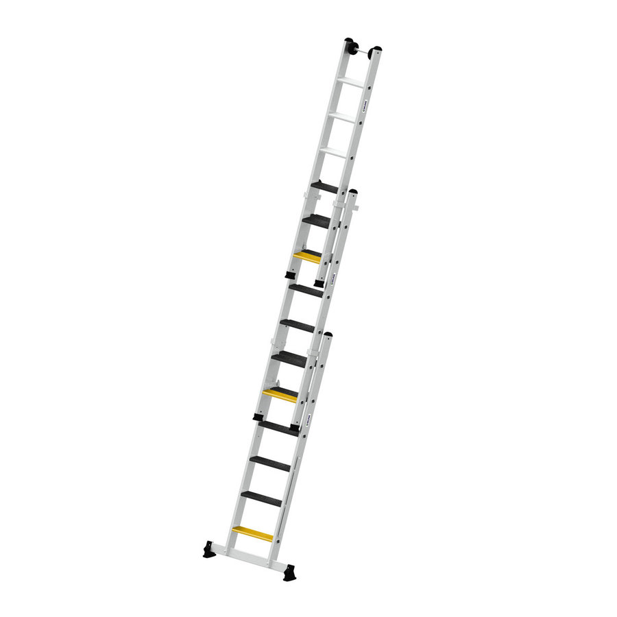 Günzburger Steigtechnik Stufen-Mehrzweckleiter 3-teilig mit nivello®-Traverse und clip-step R13 3x6 Stufen