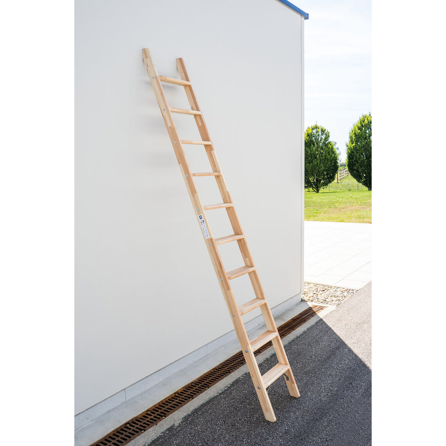 Günzburger Steigtechnik Stufen-Anlegeleiter Holz ohne Traverse 6 Stufen