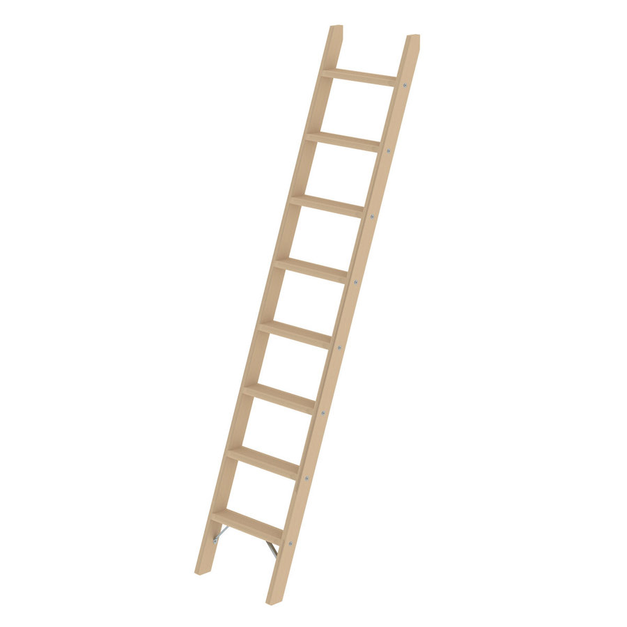 Günzburger Steigtechnik Stufen-Anlegeleiter Holz ohne Traverse 8 Stufen