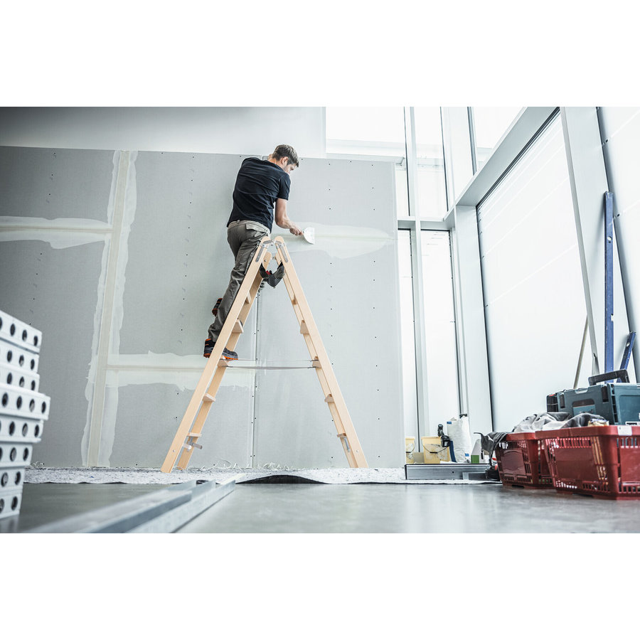 Günzburger Steigtechnik Stufen-Stehleiter Holz beidseitig begehbar 2x3 Stufen