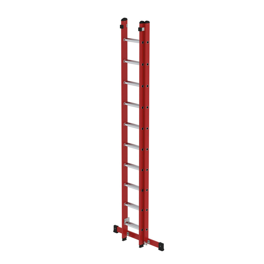 Günzburger Steigtechnik Sprossen-Schiebeleiter 2-teilig GFK/Alu mit Traverse 2x10 Sprossen