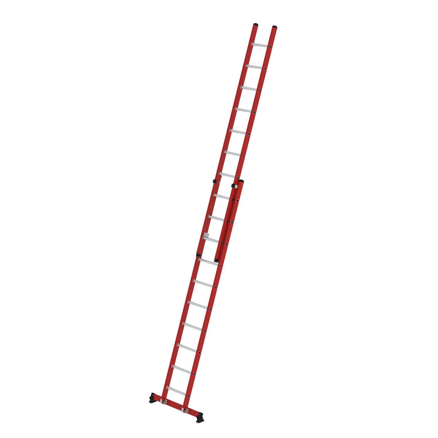 Günzburger Steigtechnik Sprossen-Schiebeleiter 2-teilig GFK/Alu mit nivello®-Traverse 2x10 Sprossen