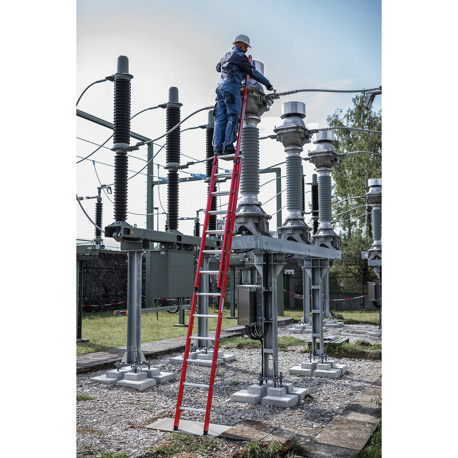 Günzburger Steigtechnik Sprossen-Schiebeleiter 2-teilig GFK/Alu ohne Traverse 2x10 Sprossen