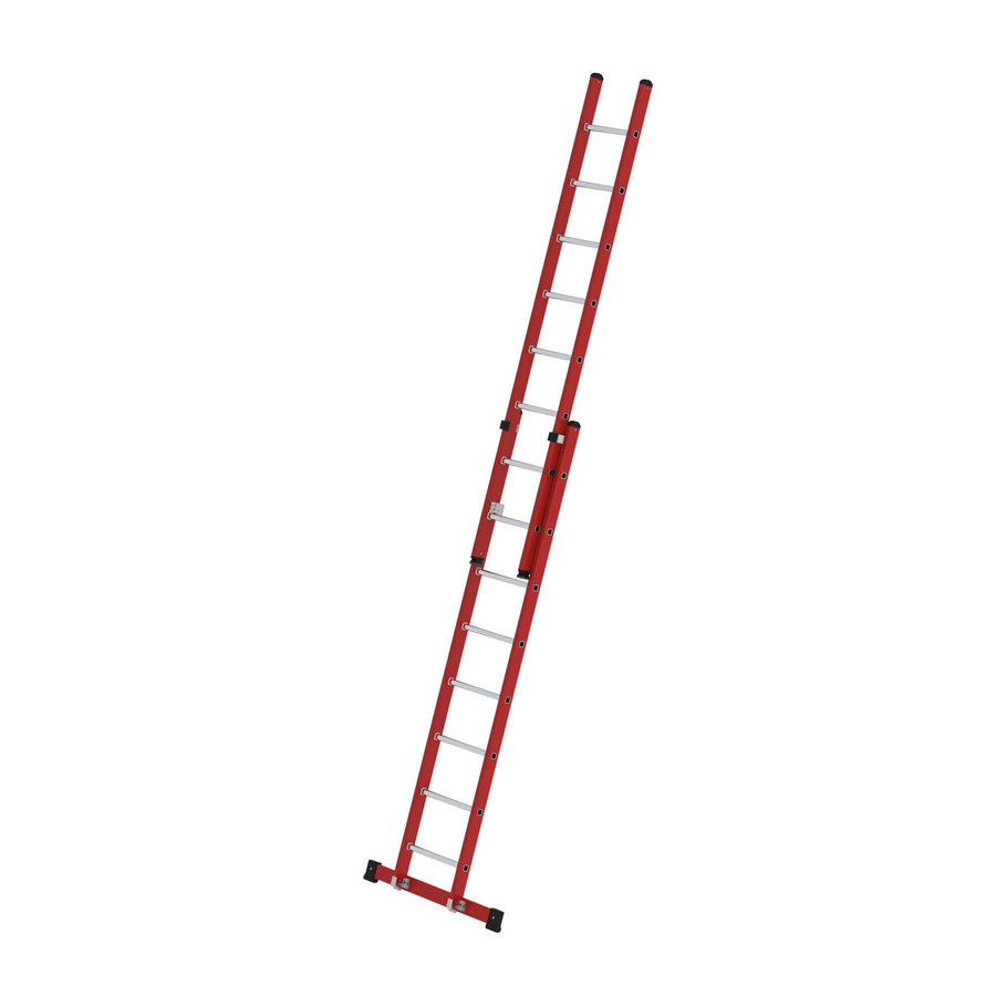 Günzburger Steigtechnik Sprossen-Schiebeleiter 2-teilig GFK/Alu mit Traverse 2x8 Sprossen