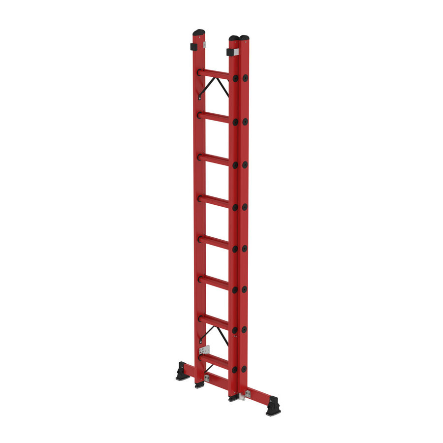 Günzburger Steigtechnik Sprossen-Schiebeleiter 2-teilig GFK mit nivello® Traverse 2x8 Sprossen