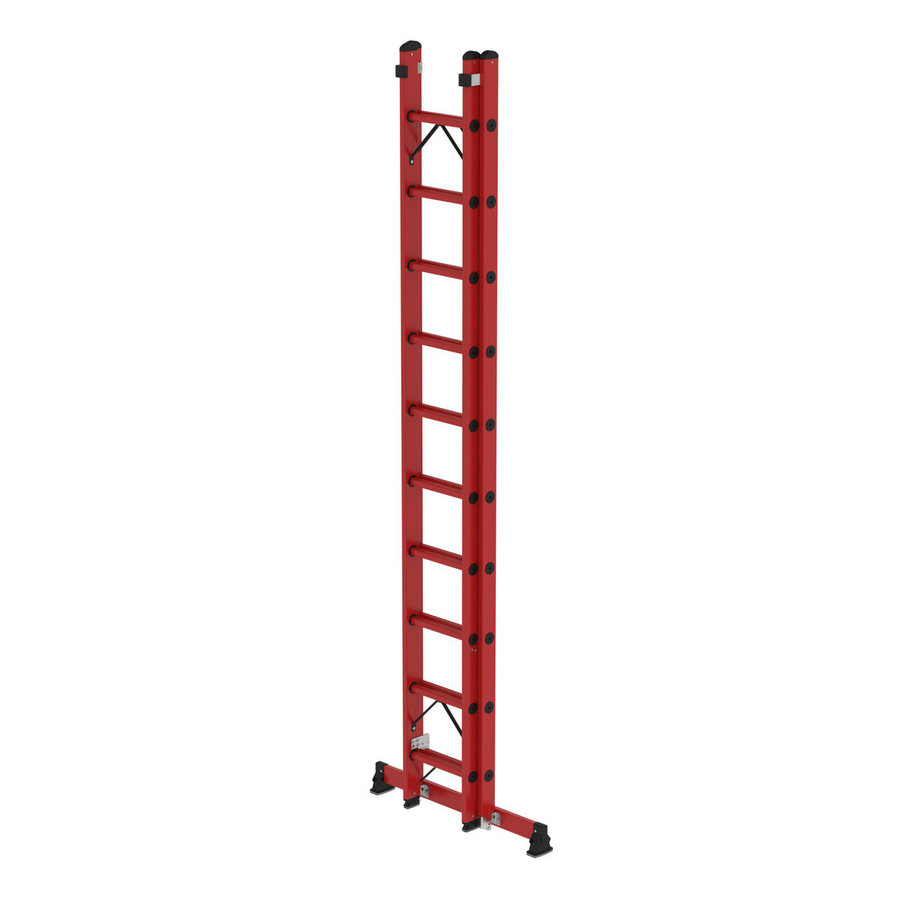 Günzburger Steigtechnik Sprossen-Schiebeleiter 2-teilig GFK mit nivello® Traverse 2x10 Sprossen