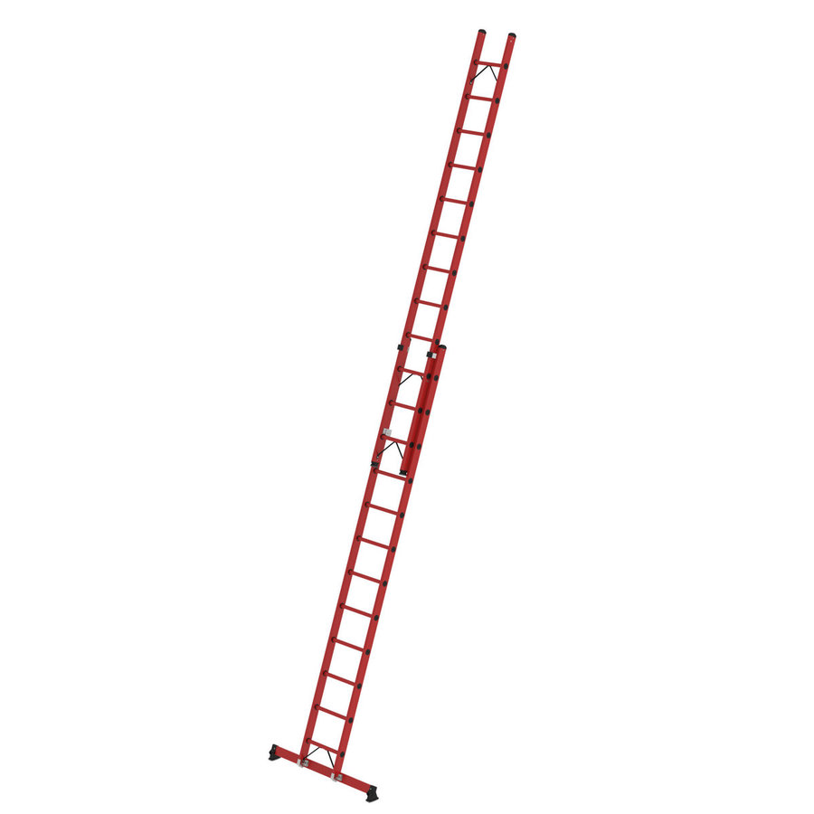 Günzburger Steigtechnik Sprossen-Schiebeleiter 2-teilig GFK mit nivello® Traverse 2x12 Sprossen