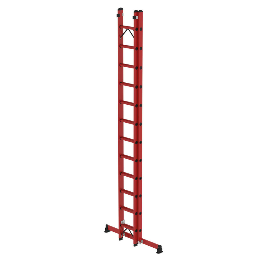 Günzburger Steigtechnik Sprossen-Schiebeleiter 2-teilig GFK mit nivello® Traverse 2x12 Sprossen