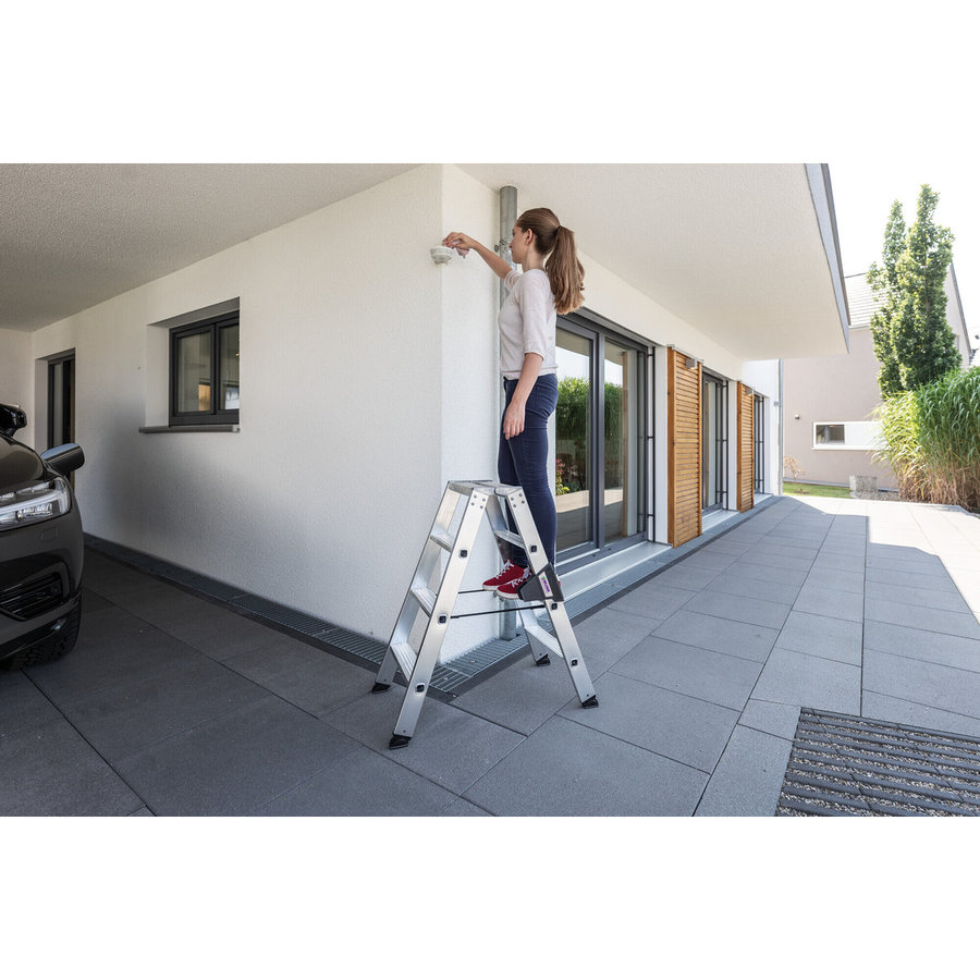 Günzburger Steigtechnik Stufen-Stehleiter beidseitig begehbar 2x14 Stufen