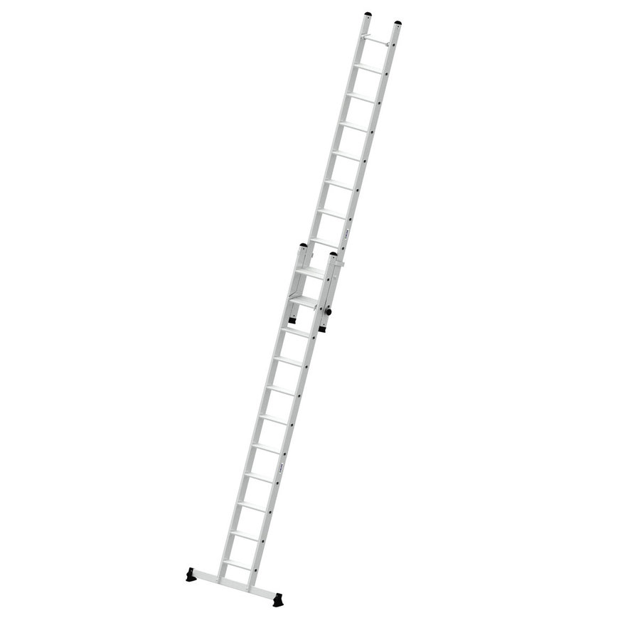 Günzburger Steigtechnik Stufen-Schiebeleiter 2-teilig mit nivello®-Traverse 1x11 + 1x10 Stufen