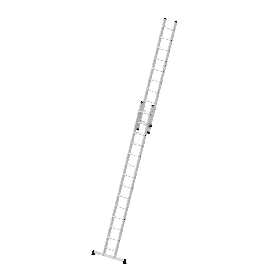 Günzburger Steigtechnik Stufen-Schiebeleiter 2-teilig mit nivello®-Traverse 1x14 + 1x10 Stufen