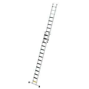 Günzburger Steigtechnik Stufen-Schiebeleiter 2-teilig mit nivello-Traverse und clip-step R13