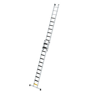 Günzburger Steigtechnik Stufen-Seilzugleiter 2-teilig mit nivello Traverse und clip-step R13
