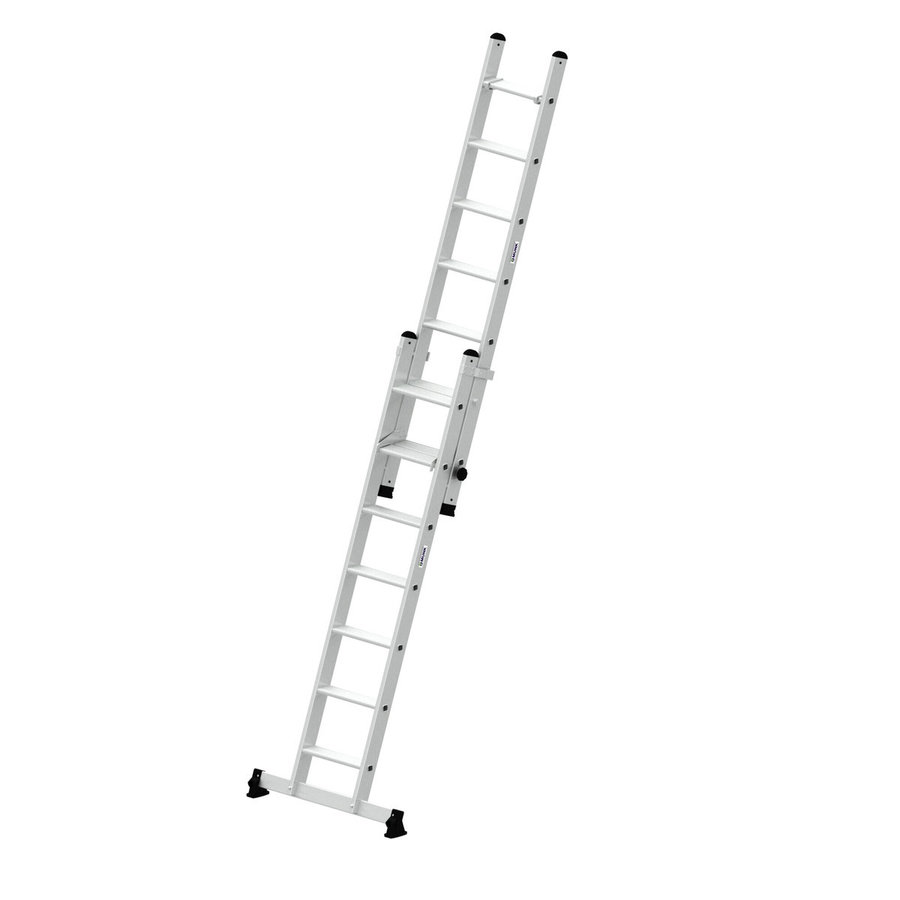 Günzburger Steigtechnik Stufen-Schiebeleiter 2-teilig mit nivello®-Traverse 2x7 Stufen