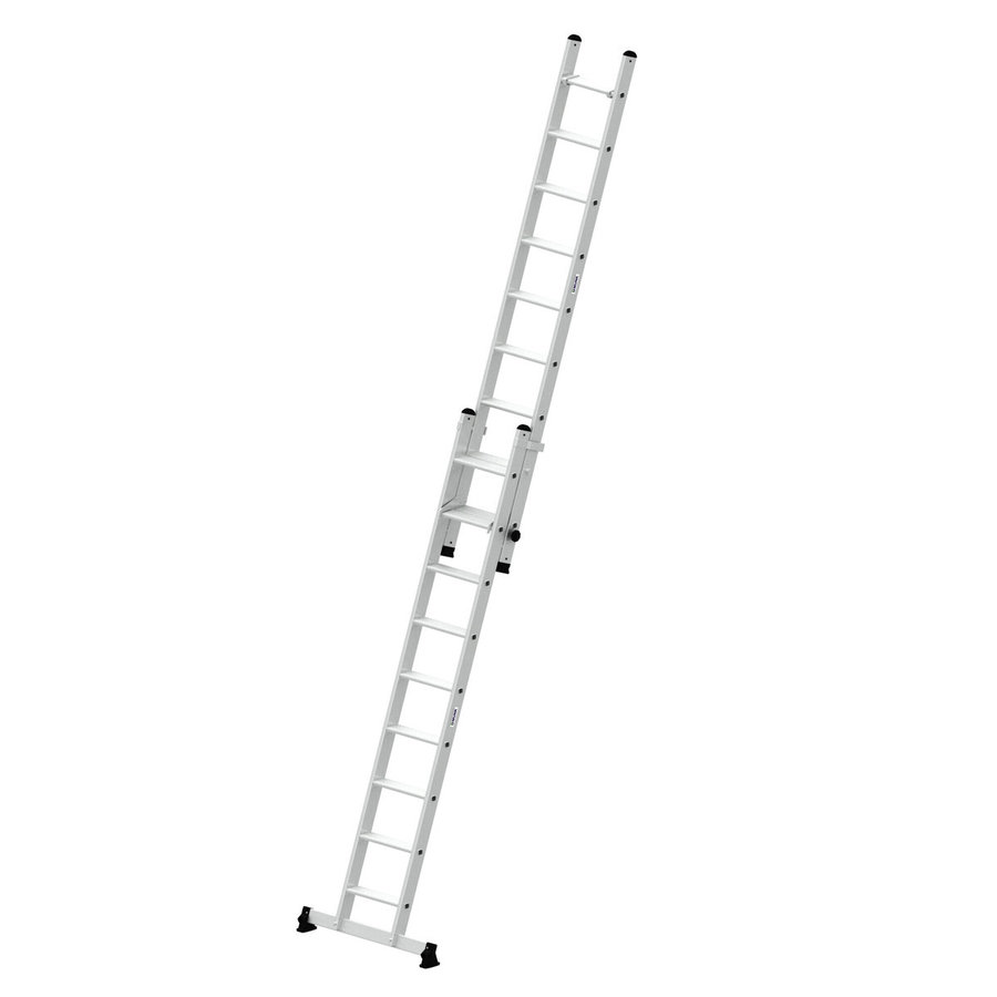 Günzburger Steigtechnik Stufen-Schiebeleiter 2-teilig mit nivello®-Traverse 2x9 Stufen