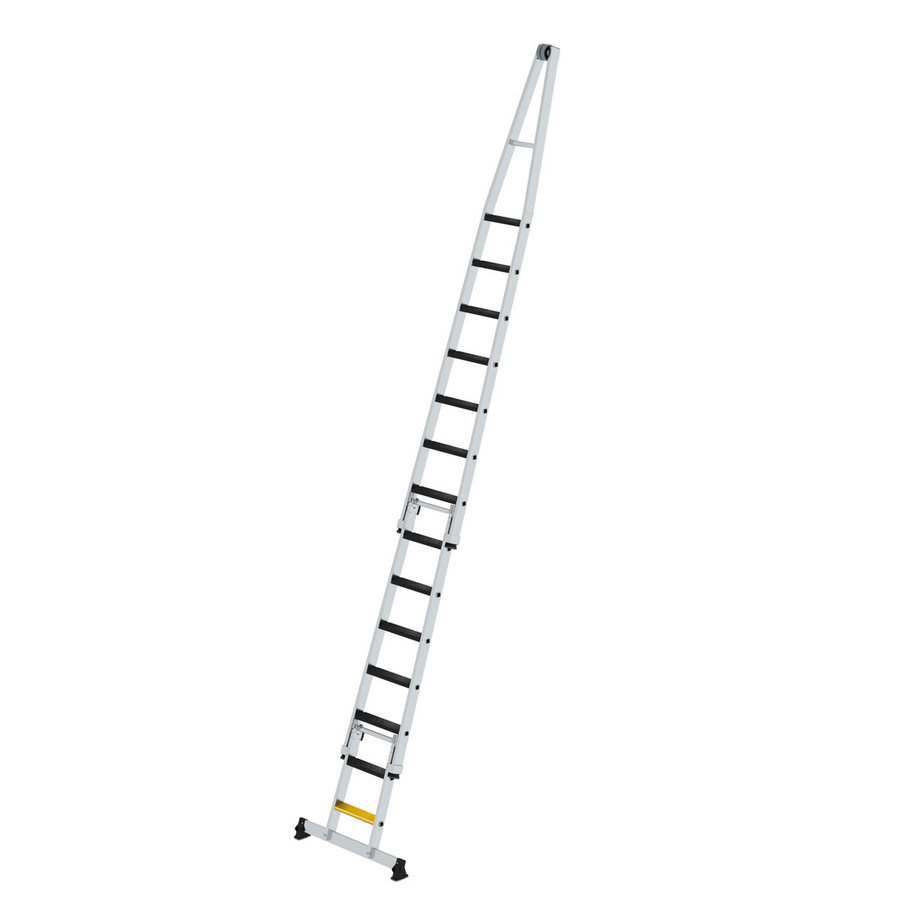 Günzburger Steigtechnik Stufen-Glasreinigerleiter-Satz mit nivello®-Traverse und clip-step R13 Kombi mit 2 Unterteilen