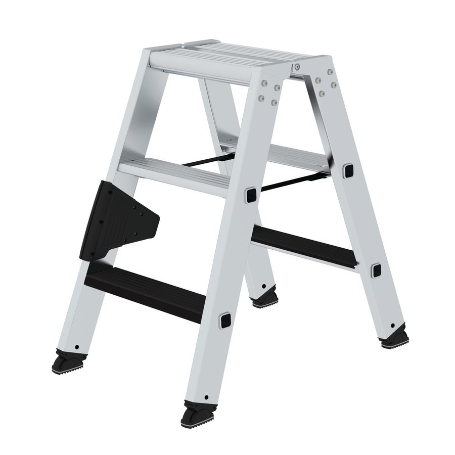 Günzburger Steigtechnik Stufen-Stehleiter beidseitig begehbar mit clip-step 2x3 Stufen