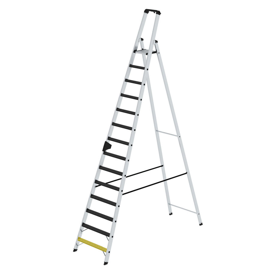 Günzburger Steigtechnik Stufen-Stehleiter einseitig begehbar mit clip-step R13 14 Stufen