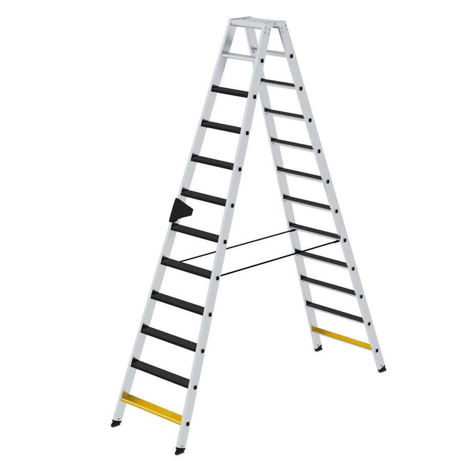 Günzburger Steigtechnik Stufen-Stehleiter beidseitig begehbar mit clip-step R13 2x12 Stufen