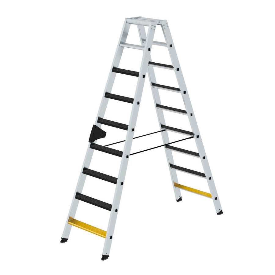 Günzburger Steigtechnik Stufen-Stehleiter beidseitig begehbar mit clip-step R13 2x9 Stufen