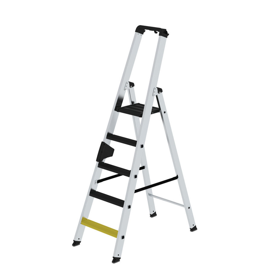 Günzburger Steigtechnik Stufen-Stehleiter 250 kg einseitig begehbar mit clip-step R13 5 Stufen